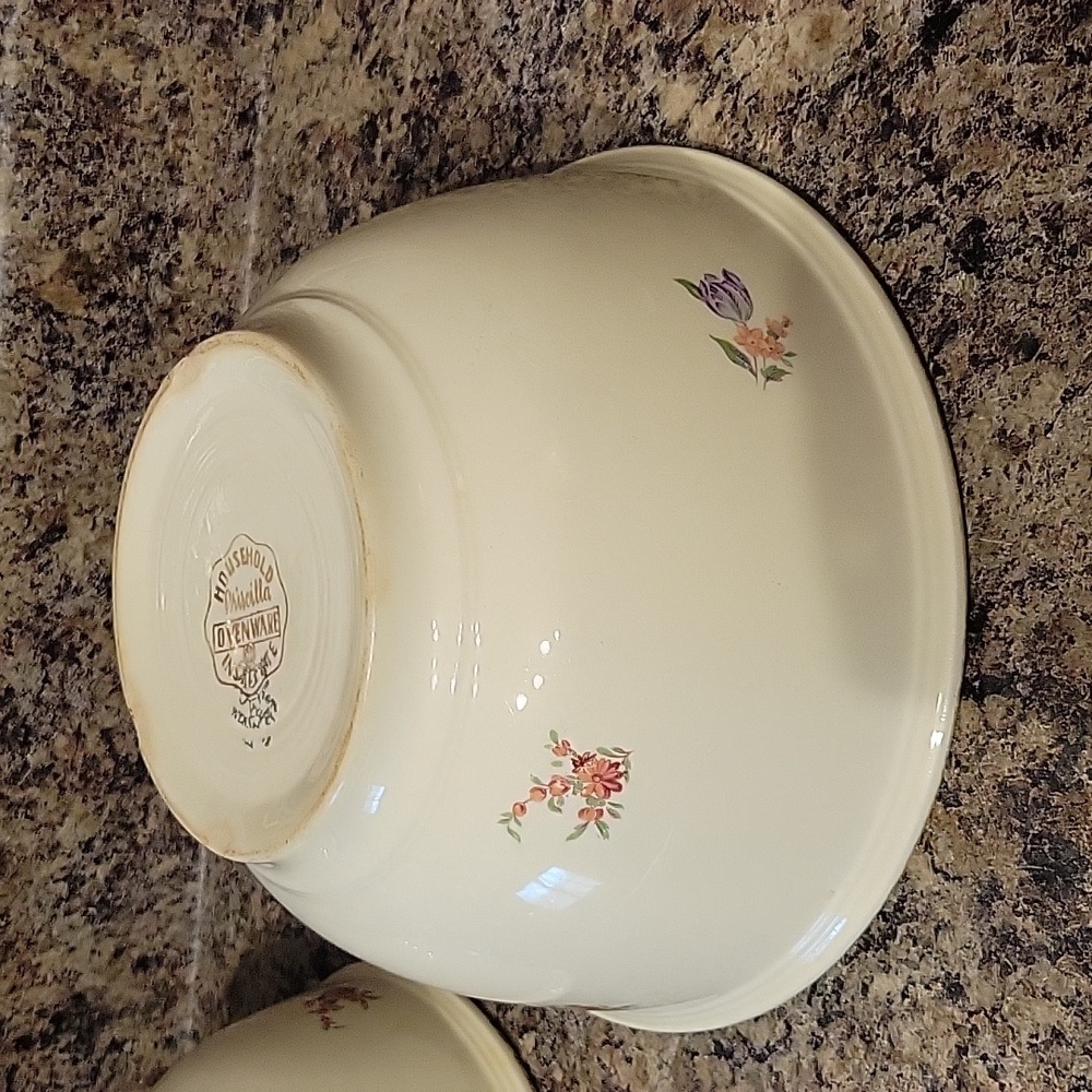 Vintage Homer Laughlin Floral Cream Mixing Bowl Set (3) Spring Wreath - Picture 4 of 7